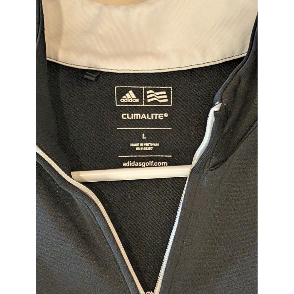 ADIDAS Golf Climalite 1/4 Zip Pullover Black White Trim Men's Size L Jacket - Picture 2 of 3